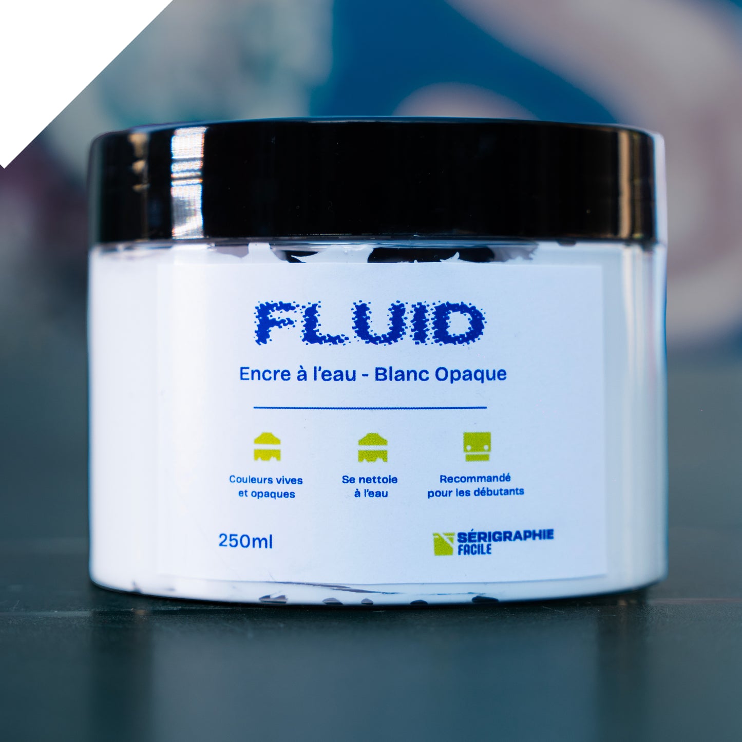 Fluid - Encre textile à l'eau 250ml - Blanc Opaque